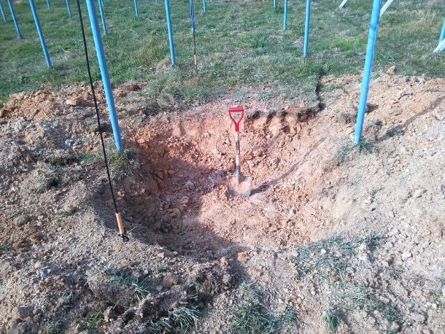 スコップで掘る